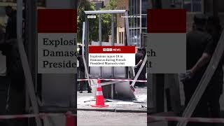Eighteen injured in Damascus explosions near hotel where Macron was staying. #Syria #BBCNews