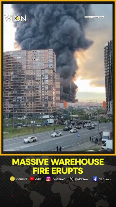 Massive Fire Engulfs Wildberries Warehouse Near St. Petersburg As Onlookers Watch | WION Shorts