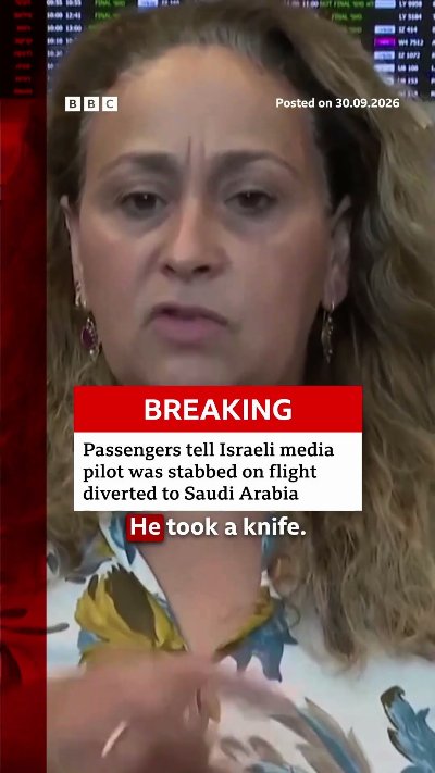 Passengers tell Israeli media pilot was stabbed on flight diverted to Saudi Arabia. #BBCNews