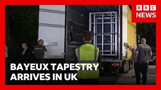 Bayeux Tapestry arrives in UK for first time in 900 years under police guard | BBC News