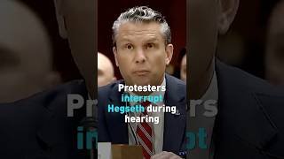Protesters interrupt Pete Hegseth during hearing #worldnow