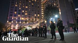 Police stand guard as Mexican fans attempt to disturb sleep of England players