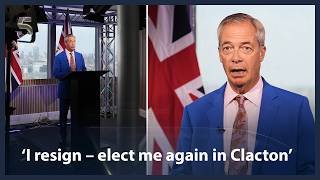 Nigel Farage gives 15-minute speech, takes no questions, resigns, but will contest by-election