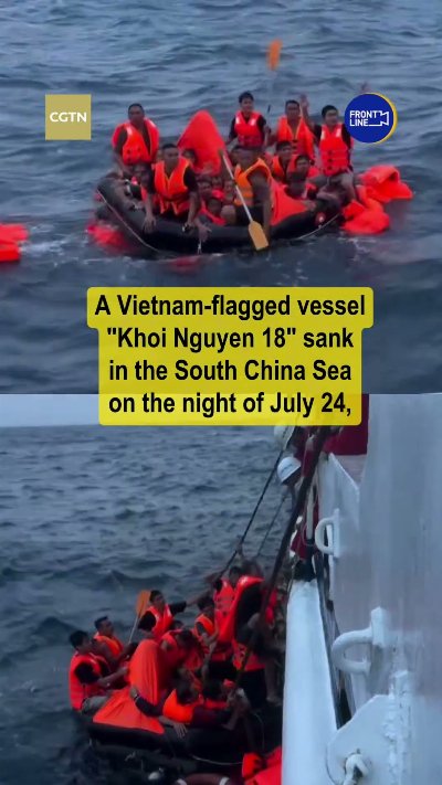 China rescues 45 Vietnamese sailors after vessel sinks in South China Sea