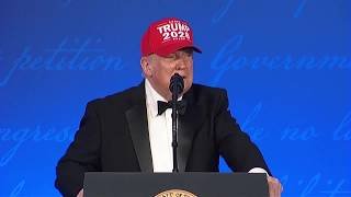 Trump dons 'TRUMP 2028' hat, jokes about 'fourth term'