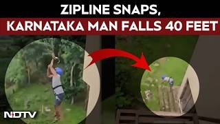 Viral Video | Tourist Falls 40 Feet After Zipline Safety Lock Allegedly Fails At Karnataka Resort