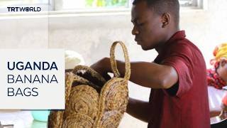 Congolese refugee in Uganda turns banana waste into shopping bags