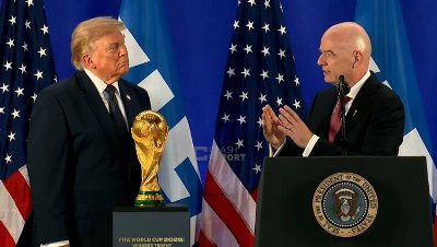 Trump cracks joke about Infantino’s bizarre claim Fifa is world’s ‘official happiness provider’