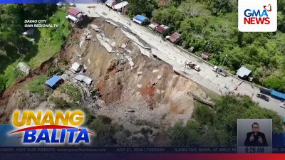 Bahagi ng Davao-Bukidnon Road sa Brgy. Marilog Proper, gumuho; 5 bahay, nawasak | Unang Balita