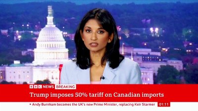 Trump slaps 50% tariffs on Canada and Carney vows to 'intensify' trade talks | BBC News
