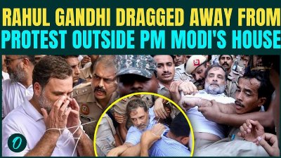 Rahul Gandhi DRAGGED By Police During Protest In Front Of PM House, Priyanka, Kharge DETAINED On Cam