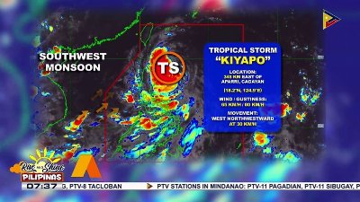 Bagyong #KiyapoPH, lumakas pa bilang tropical storm at papalapit na sa Extreme Northern Luzon; Habagat, nagpapaulan na sa ilang bahagi ng bansa
