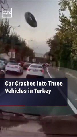 Car Crashes Into Three Vehicles in Turkey