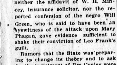Monday, 14th July 1913 Prosecution Attacks Mincey’s Affidavit