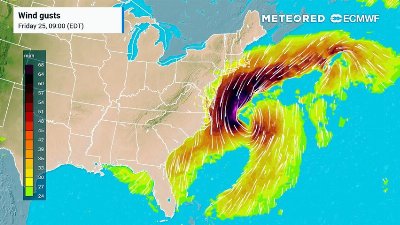 A Nor'easter will pound the East Coast with strong winds and large waves this weekend.