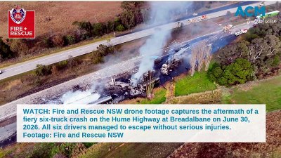 Drone footage of Hume Highway crash