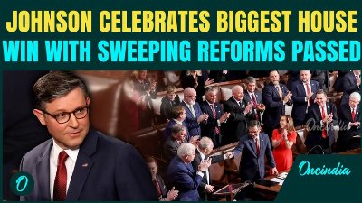 Johnson Hails Historic House Victory As Stock Trading Ban, NDAA And Budget Pass | Watch