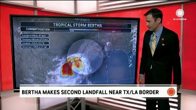 Bertha downgraded from tropical storm as it sweeps west