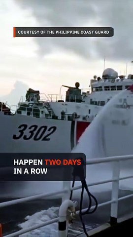 China uses water cannons on Philippine ships 2 days in a row