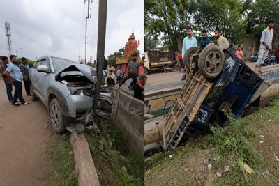 तेज रफ्तार कार ने ई-रिक्शा को मारी टक्कर